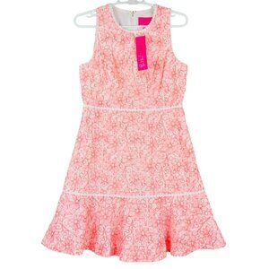 Lilly Pulitzer Women's Ellen Dress Sz 4 Cantaloupe Embroidered Laser Cut Dot NWT